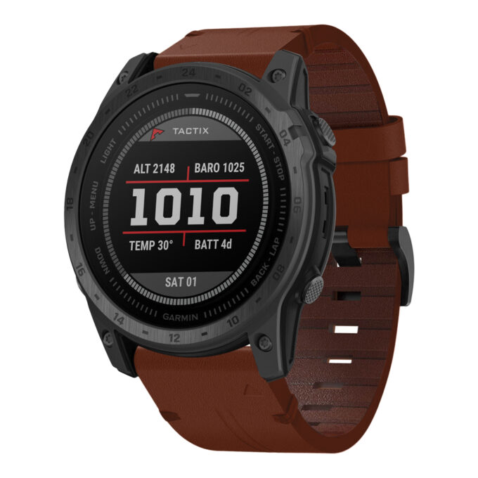 g.l11.3 Front Tan Genuine Italian Leather Watch Band Strap for Garmin Tactix 7