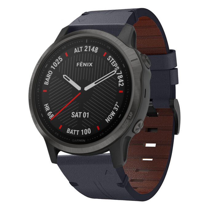g.l11.5 Front Blue Genuine Italian Leather Strap for Garmin Fenix 6