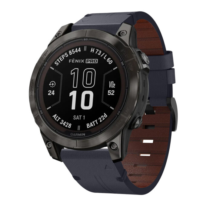 g.l11.5 Front Blue Genuine Italian Leather Strap for Garmin Fenix 7