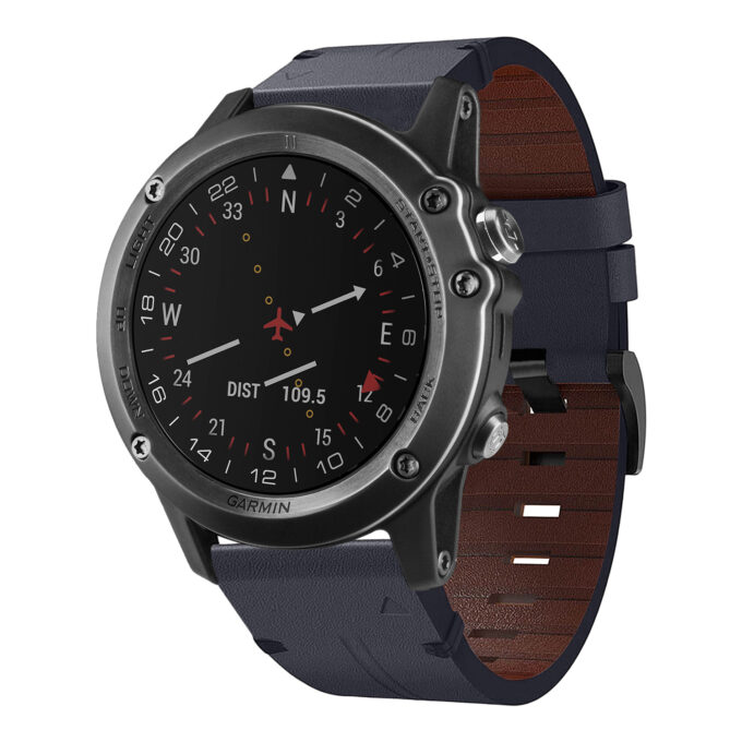 g.l11.5 Front Blue Genuine Italian Leather Watch Band Strap for Garmin D2 Bravo