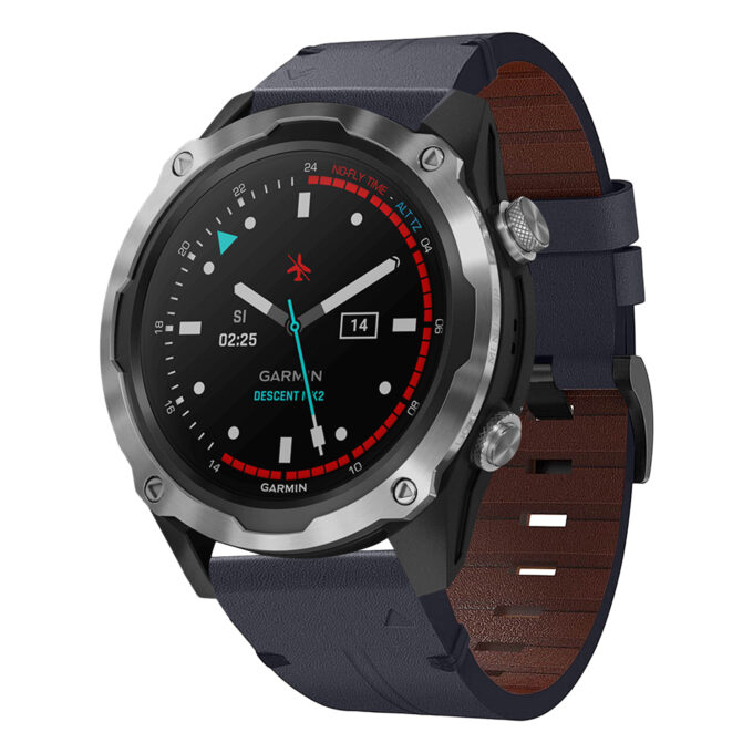 g.l11.5 Front Blue Genuine Italian Leather Watch Band Strap for Garmin Descent Mk2