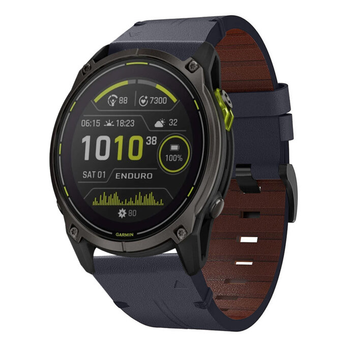 g.l11.5 Front Blue Genuine Italian Leather Watch Band Strap for Garmin Enduro