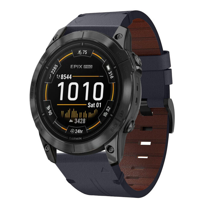 g.l11.5 Front Blue Genuine Italian Leather Watch Band Strap for Garmin Epix Pro – 51mm