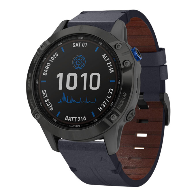 g.l11.5 Front Blue Genuine Italian Leather Watch Band Strap for Garmin Fenix 6X