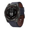g.l11.5 Front Blue Genuine Italian Leather Watch Band Strap for Garmin Fenix 7X and 7X Pro