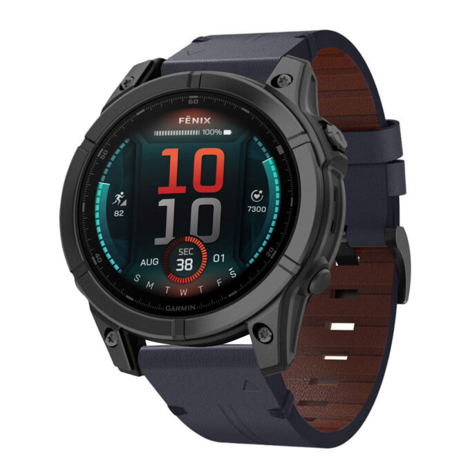 g.l11.5 Front Blue Genuine Italian Leather Watch Band Strap for Garmin Fenix E