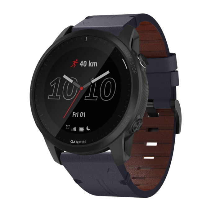 g.l11.5 Front Blue Genuine Italian Leather Watch Band Strap for Garmin Forerunner 945