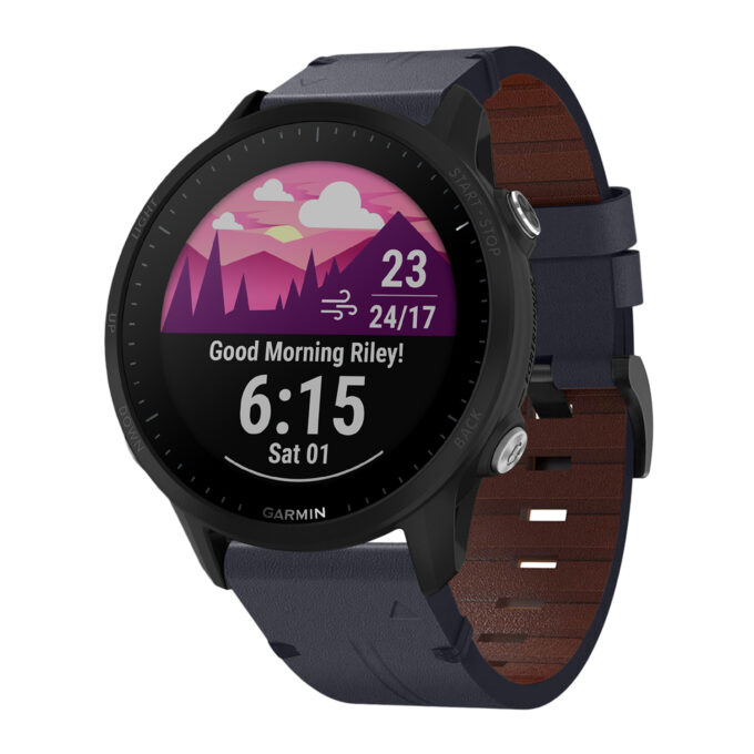 g.l11.5 Front Blue Genuine Italian Leather Watch Band Strap for Garmin Forerunner 955