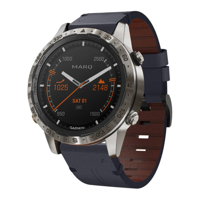 g.l11.5 Front Blue Genuine Italian Leather Watch Band Strap for Garmin MARQ