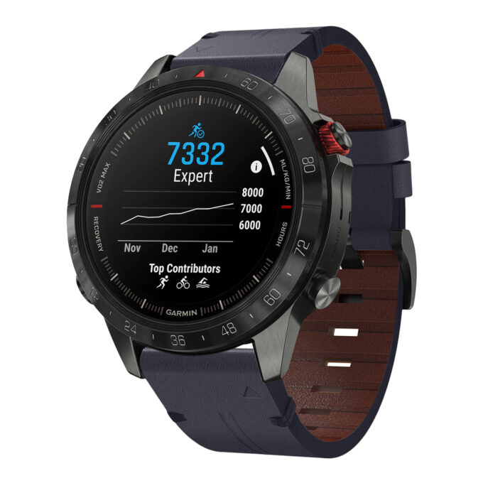 g.l11.5 Front Blue Genuine Italian Leather Watch Band Strap for Garmin MARQ Gen 2