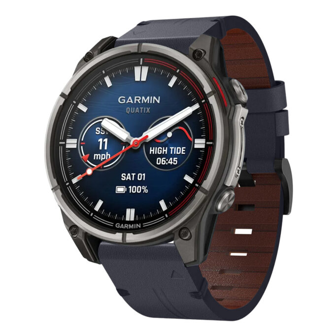 g.l11.5 Front Blue Genuine Italian Leather Watch Band Strap for Garmin Quatix 7