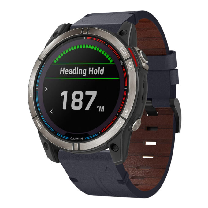 g.l11.5 Front Blue Genuine Italian Leather Watch Band Strap for Garmin Quatix 7X