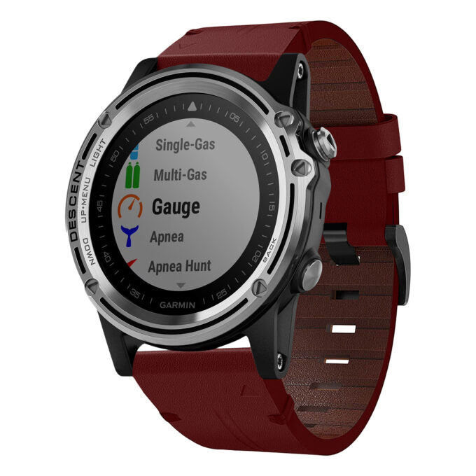 g.l11.6 Front Red Genuine Italian Leather Watch Band Strap for Garmin Descent Mk1