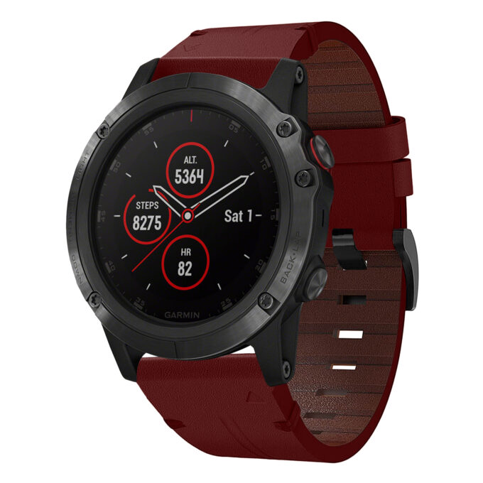 g.l11.6 Front Red Genuine Italian Leather Watch Band Strap for Garmin Fenix 5X