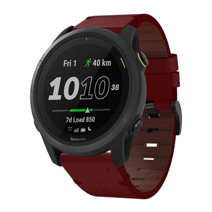 g.l11.6 Front Red Genuine Italian Leather Watch Band Strap for Garmin Forerunner 745