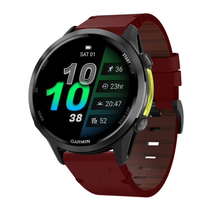 g.l11.6 Front Red Genuine Italian Leather Watch Band Strap for Garmin Forerunner 970