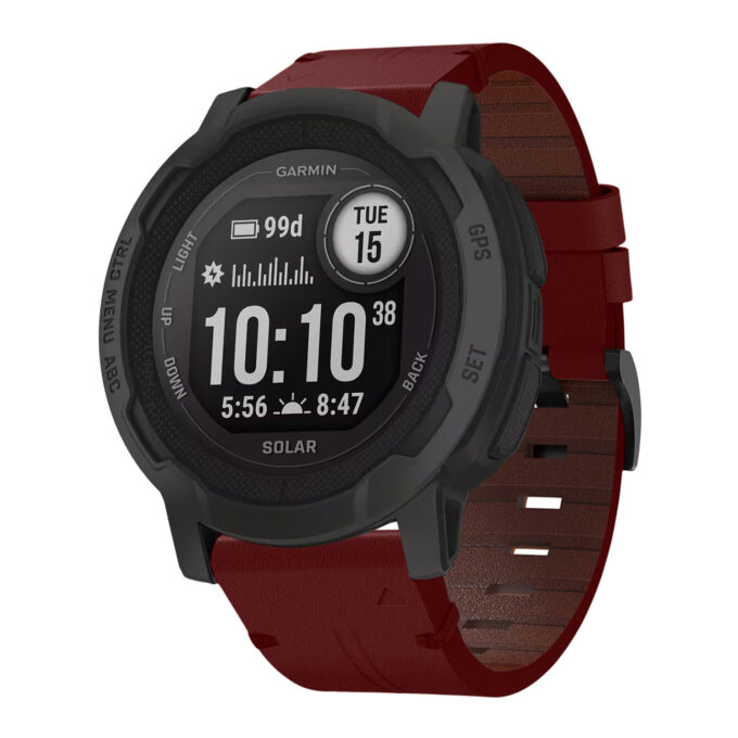 g.l11.6 Front Red Genuine Italian Leather Watch Band Strap for Garmin Instinct 2X