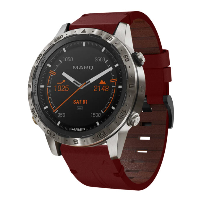 g.l11.6 Front Red Genuine Italian Leather Watch Band Strap for Garmin MARQ