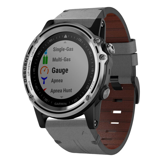 g.l11.7 Front Grey Genuine Italian Leather Watch Band Strap for Garmin Descent Mk1