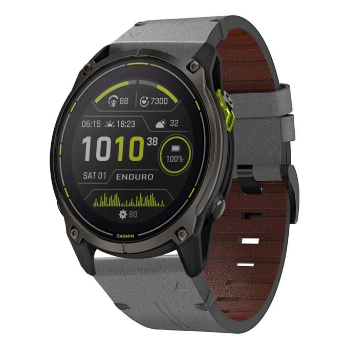 g.l11.7 Front Grey Genuine Italian Leather Watch Band Strap for Garmin Enduro