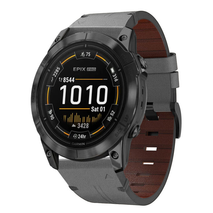 g.l11.7 Front Grey Genuine Italian Leather Watch Band Strap for Garmin Epix Pro – 51mm