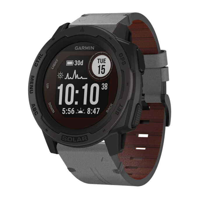 g.l11.7 Front Grey Genuine Italian Leather Watch Band Strap for Garmin Instinct