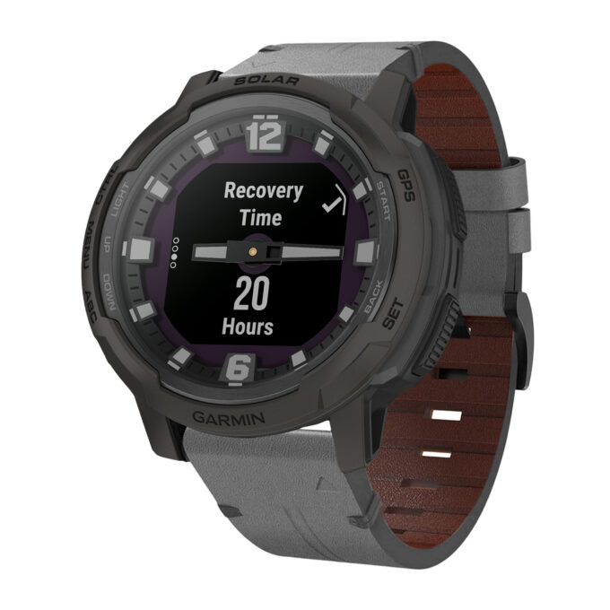 g.l11.7 Front Grey Genuine Italian Leather Watch Band Strap for Garmin Instinct Crossover