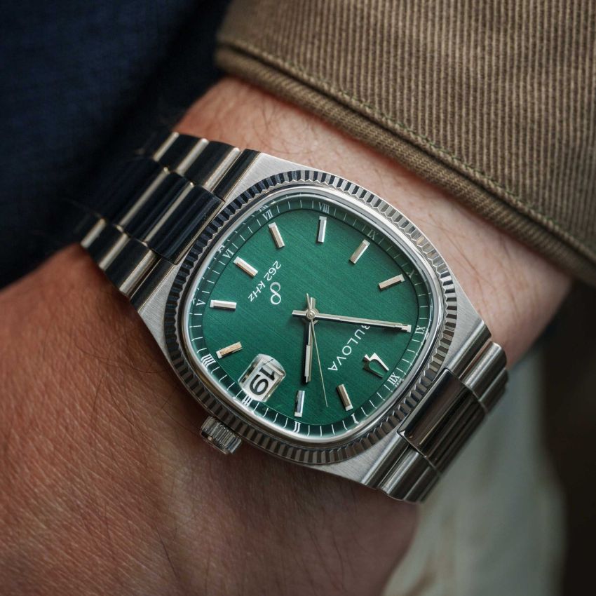 Bulova Super Seville day-date watch with fluted bezel