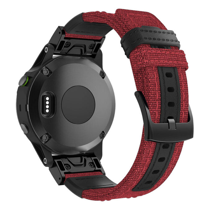 g.ny2.6 Back Red StrapsCo QuickFit 22 Canvas Watch Band Strap for Garmin Fenix 5