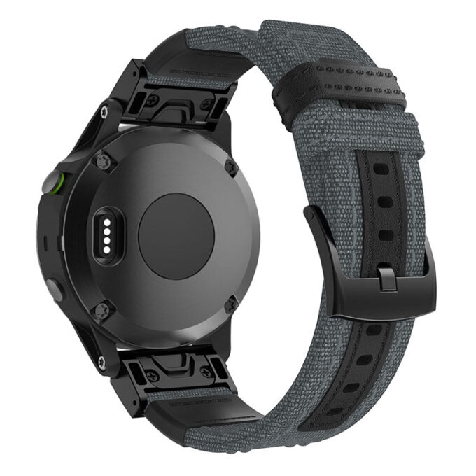 g.ny2.7 Back Grey StrapsCo QuickFit 22 Canvas Watch Band Strap for Garmin Fenix 5