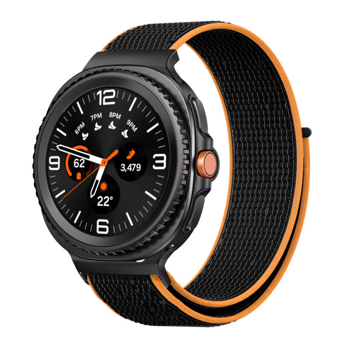 s.ny13.12 Main Black & Orange StrapsCo Nylon Comfort Watch Band Strap For Samsung Galaxy Watch 8