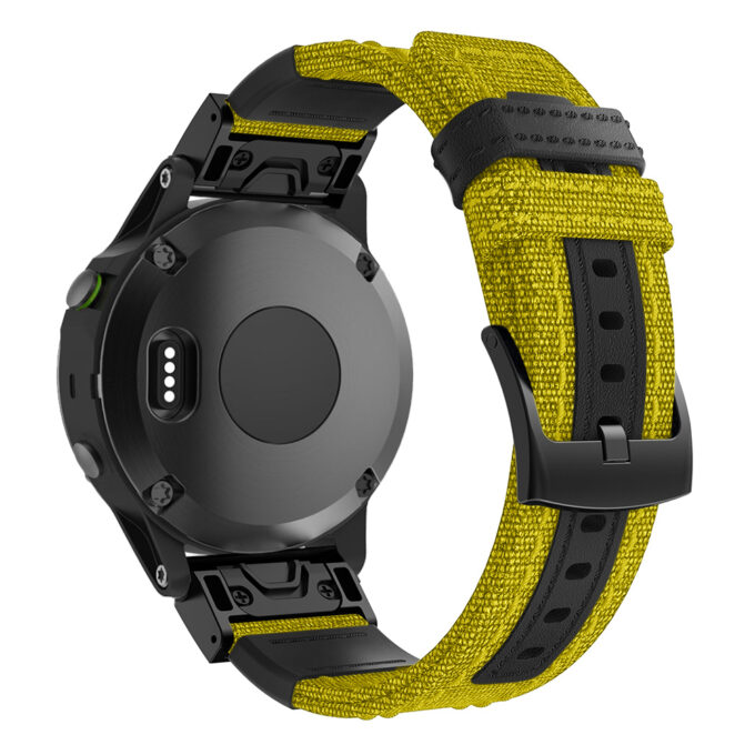 g.ny2.10 Back Yellow StrapsCo Rugged Canvas Watch Band Strap for Garmin Watches