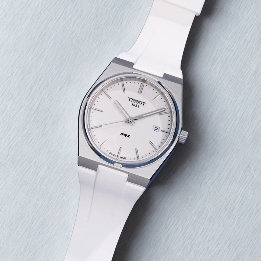 white dial watches tissot prx 35mm automatic white