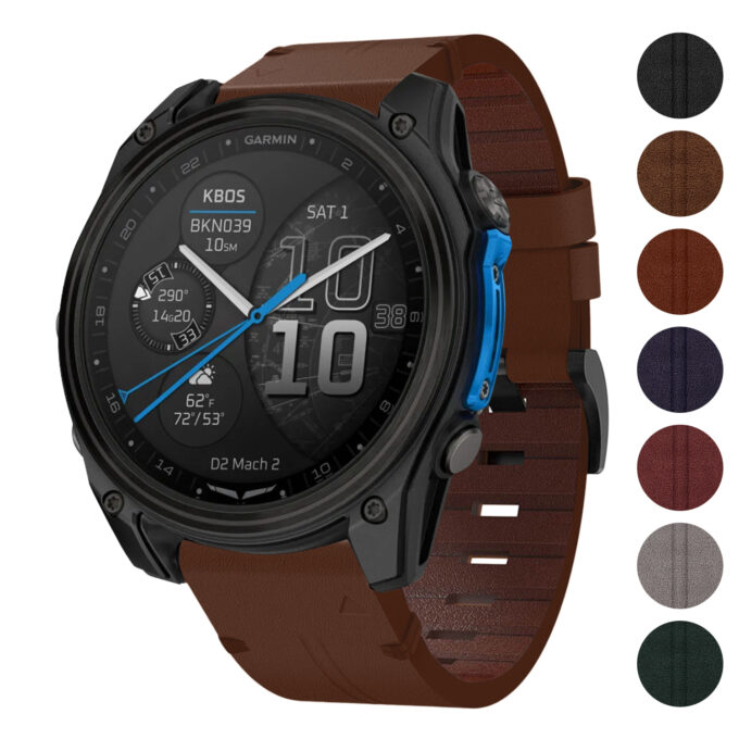 d2m2.g.l11 26 Gallery Cigar StrapsCo Vintage Italian Leather Strap QuickFit 26 Watch Band For Garmin D2 Mach 2 – 51mm