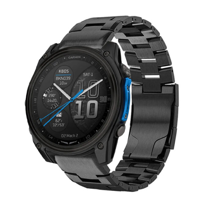 d2m2.g.m14.mb Main Black StrapsCo Metal Vented Titanium Bracelet QuickFit 26 For Garmin D2 Mach 2 – 51mm
