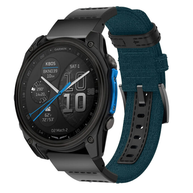 d2m2.g.ny1.11b Main Teal StrapsCo Rugged Canvas Band QuickFit 26 Watch Band For Garmin D2 Mach 2 – 51mm