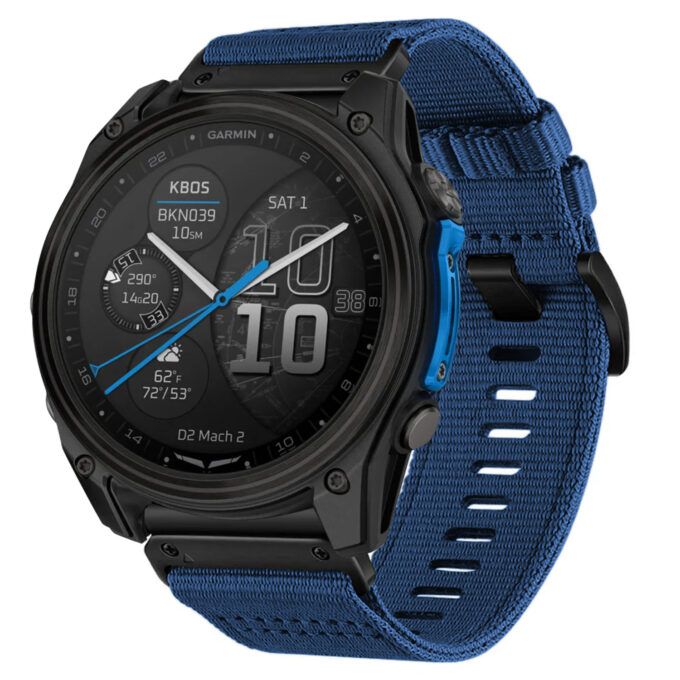 d2m2.g.ny200.5 Main Navy StrapsCo Nylon Pro Seatbelt Strap QuickFit 26 Watch Band For Garmin D2 Mach 2 – 51mm