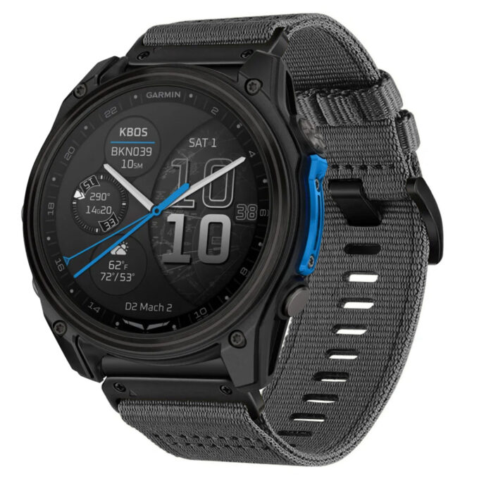 d2m2.g.ny200.7 Main Slate StrapsCo Nylon Pro Seatbelt Strap QuickFit 26 Watch Band For Garmin D2 Mach 2 – 51mm