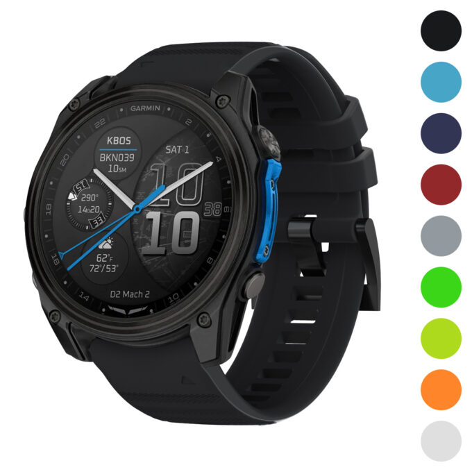 d2m2.g.r46 Gallery Black StrapsCo Silicone Rubber Active Band QuickFit 26 Watch Band For Garmin D2 Mach 2 – 51mm