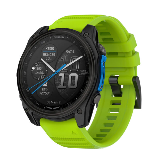 d2m2.g.r46.11a Main Light Green StrapsCo Silicone Rubber Active Band QuickFit 26 Watch Band For Garmin D2 Mach 2 – 51mm