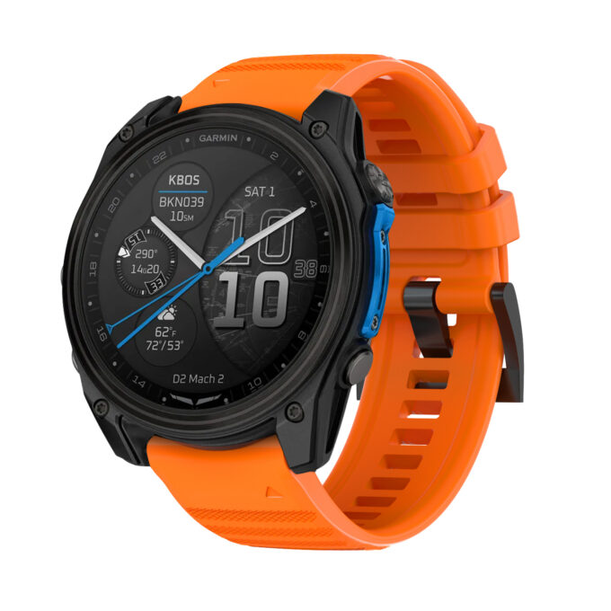 d2m2.g.r46.12 Main Orange StrapsCo Silicone Rubber Active Band QuickFit 26 Watch Band For Garmin D2 Mach 2 – 51mm