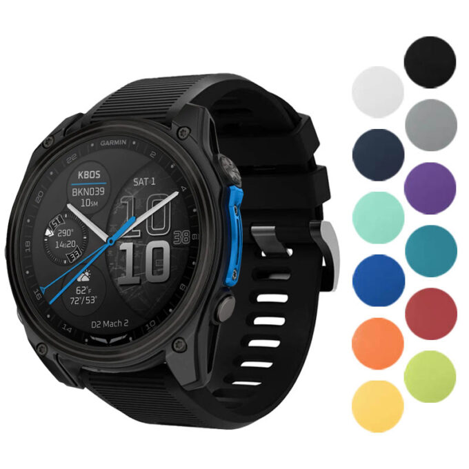 d2m2.g.r70 Gallery Black StrapsCo Silicone Rubber Endurance Band QuickFit 26 Watch Band For Garmin D2 Mach 2 – 51mm