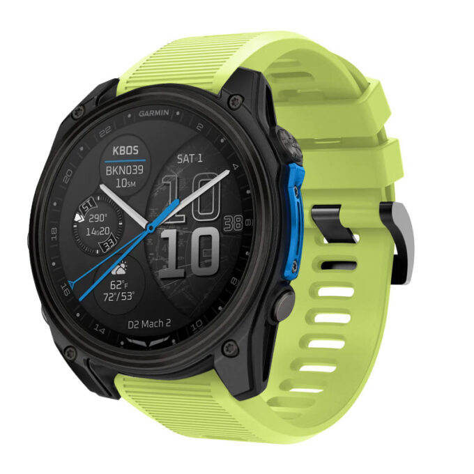 d2m2.g.r70.11 Main Lime Green StrapsCo Silicone Rubber Endurance Band QuickFit 26 Watch Band For Garmin D2 Mach 2 – 51mm