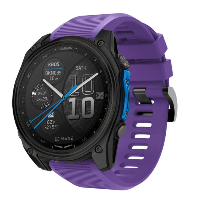 d2m2.g.r70.18 Main Purple StrapsCo Silicone Rubber Endurance Band QuickFit 26 Watch Band For Garmin D2 Mach 2 – 51mm