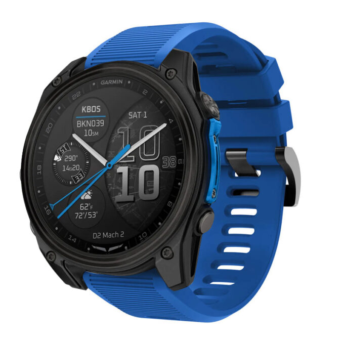 d2m2.g.r70.5 Main Blue StrapsCo Silicone Rubber Endurance Band QuickFit 26 Watch Band For Garmin D2 Mach 2 – 51mm