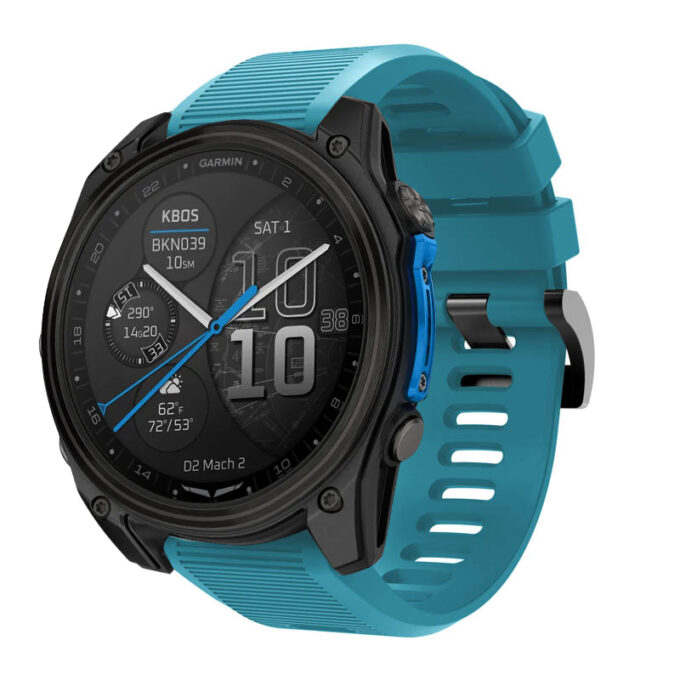 d2m2.g.r70.5b Main Light Blue StrapsCo Silicone Rubber Endurance Band QuickFit 26 Watch Band For Garmin D2 Mach 2 – 51mm