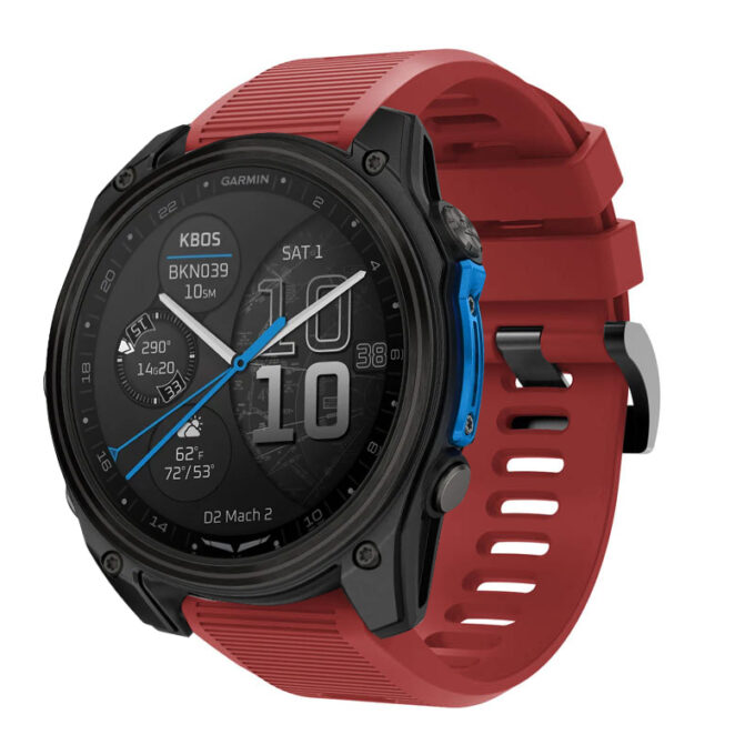 d2m2.g.r70.6 Main Red StrapsCo Silicone Rubber Endurance Band QuickFit 26 Watch Band For Garmin D2 Mach 2 – 51mm