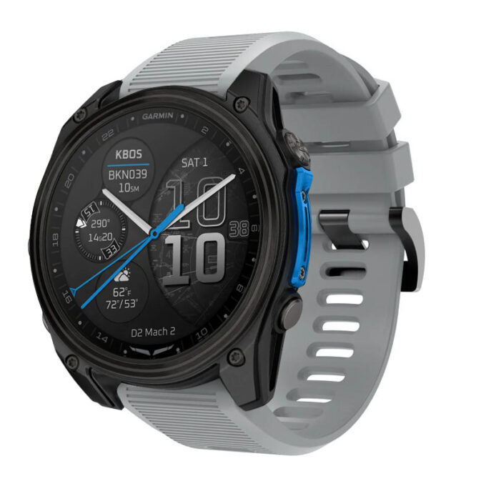 d2m2.g.r70.7 Main Grey StrapsCo Silicone Rubber Endurance Band QuickFit 26 Watch Band For Garmin D2 Mach 2 – 51mm