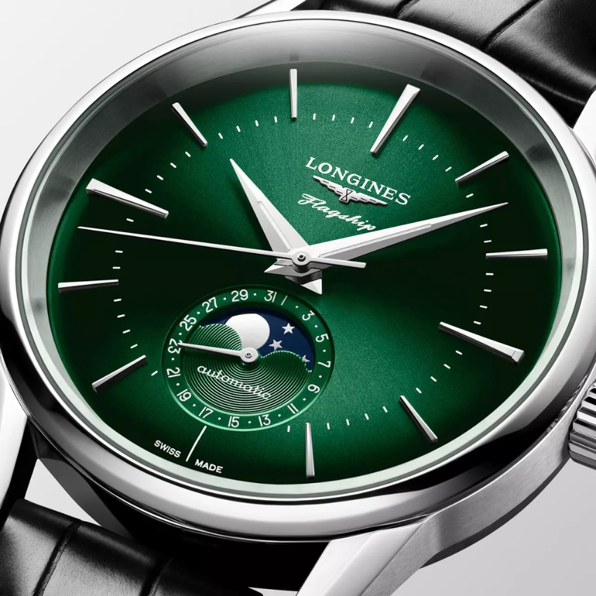 the 7 best green dial watches that arent the seiko alpinist longines flagship heritage moon phase l48154022