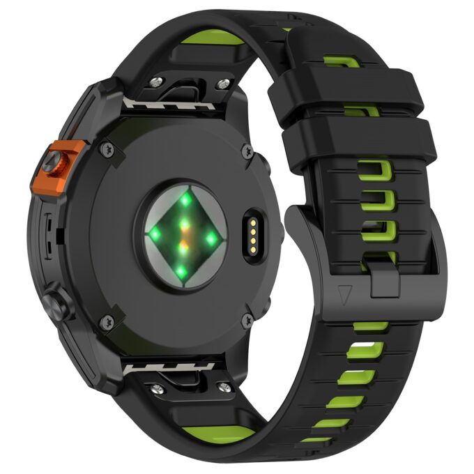 g.r80.1.11 Back Black & Green StrapsCo ColorBlock Active Strap QuickFit Watch Band for Garmin Watches